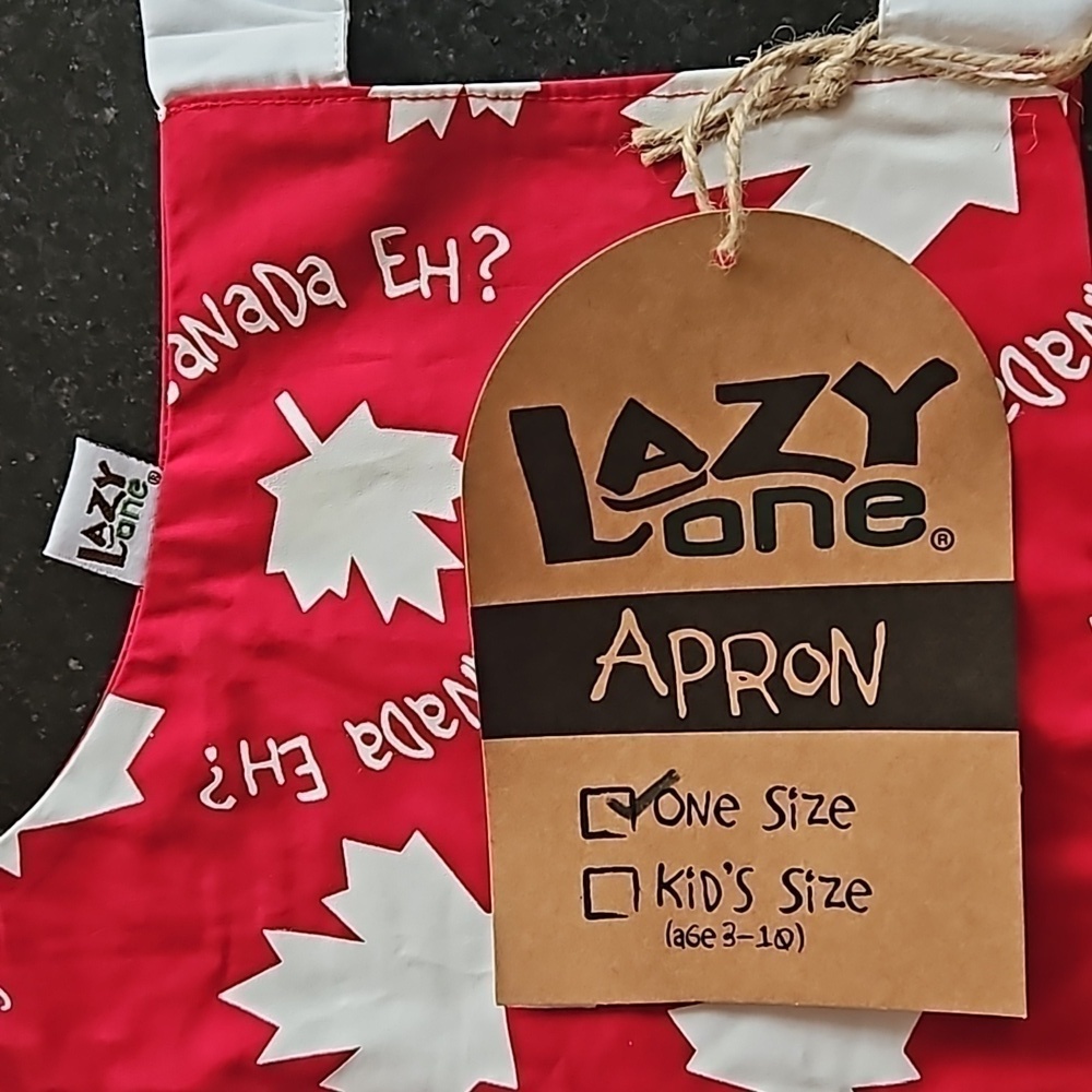LAZY One Cotton Red White Reversible Canada Eh? Cooking Apron Kids One S…